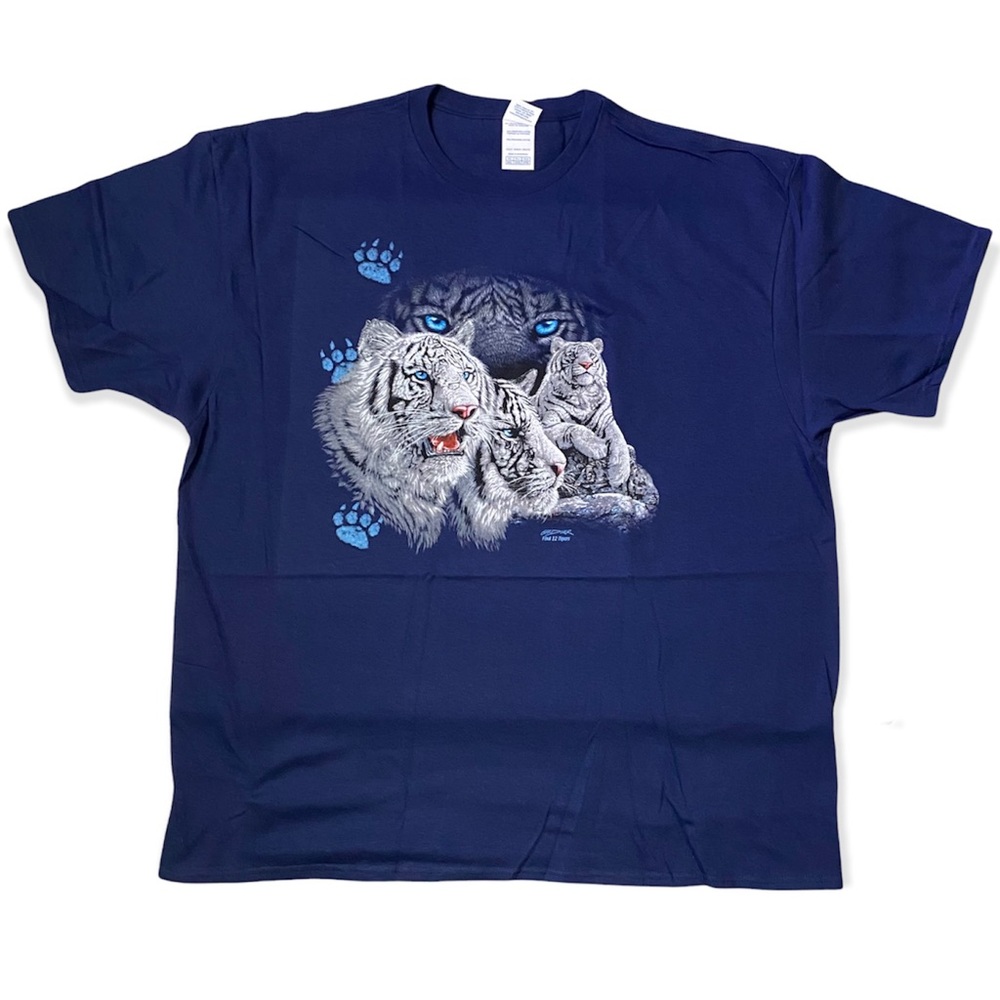 GARDNER Find 12 White Tigers Hidden Image Wildlife Art T-Shirt-Unisex  2XL